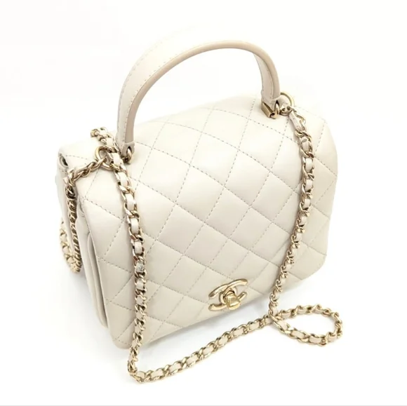 ✨️Authentic Chanel Citizen Chic Top Handle Bag Quilted Lambskin Mini ivory - Picture 7 of 16